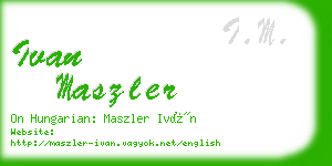 ivan maszler business card